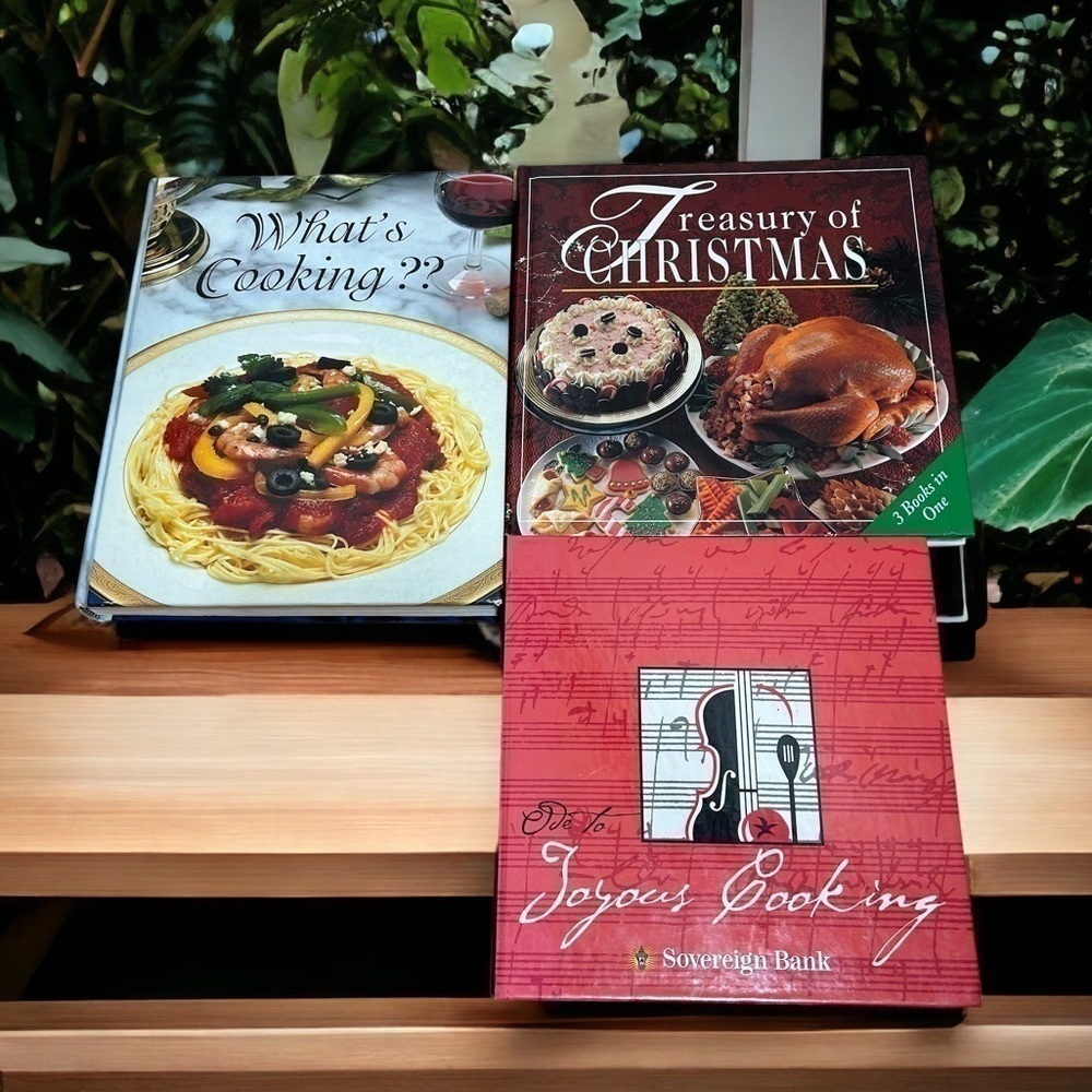 Vintage Cook Book Bundle What’s Cooking Treasury of Christmas Joyous Cooking